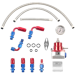 Universal Red Adjustable Fuel Pressure Regulator Kit Oil 0-100psi Gauge -6AN - Ảnh 5
