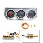 Mechanical 2'' 52mm Chrome Triple Gauge Set Water Temp Oil Pressure AMP Meter - Сурет 3