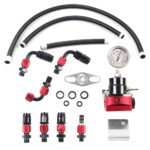 Universal Red Adjustable Fuel Pressure Regulator Kit Oil 0-100psi Gauge -6AN - Ảnh 6