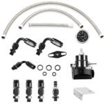 Universal Red Adjustable Fuel Pressure Regulator Kit Oil 0-100psi Gauge -6AN - Ảnh 2