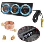 Mechanical 2'' 52mm Chrome Triple Gauge Set Water Temp Oil Pressure AMP Meter - Сурет 2
