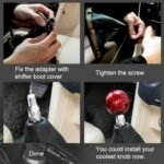 GSTP Car Silver Tone Gear Shift Knob Adapter Fit for Non Threaded Shifter - 圖片 8