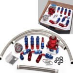 Universal Red Adjustable Fuel Pressure Regulator Kit Oil 0-100psi Gauge -6AN - Ảnh 3