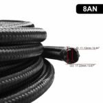 Black Fuel Hose Oil Gas Line AN4-AN6-AN8-AN10-AN12 Nylon/Stainless Steel Braided - Billede 5