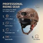 Retro German Motorcycle Half Helmet DOT Certified - I06 — изображение 4