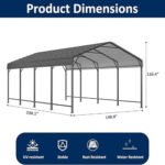⁦10x20ft Metal Carport Canopy with Galvanized Gable Roof⁩ - الصورة ⁦5⁩