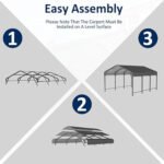 ⁦10x20ft Metal Carport Canopy with Galvanized Gable Roof⁩ - الصورة ⁦6⁩