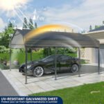 ⁦10x20ft Metal Carport Canopy with Galvanized Gable Roof⁩ - الصورة ⁦3⁩