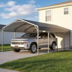 ⁦10x20ft Metal Carport Canopy with Galvanized Gable Roof⁩ - الصورة ⁦2⁩